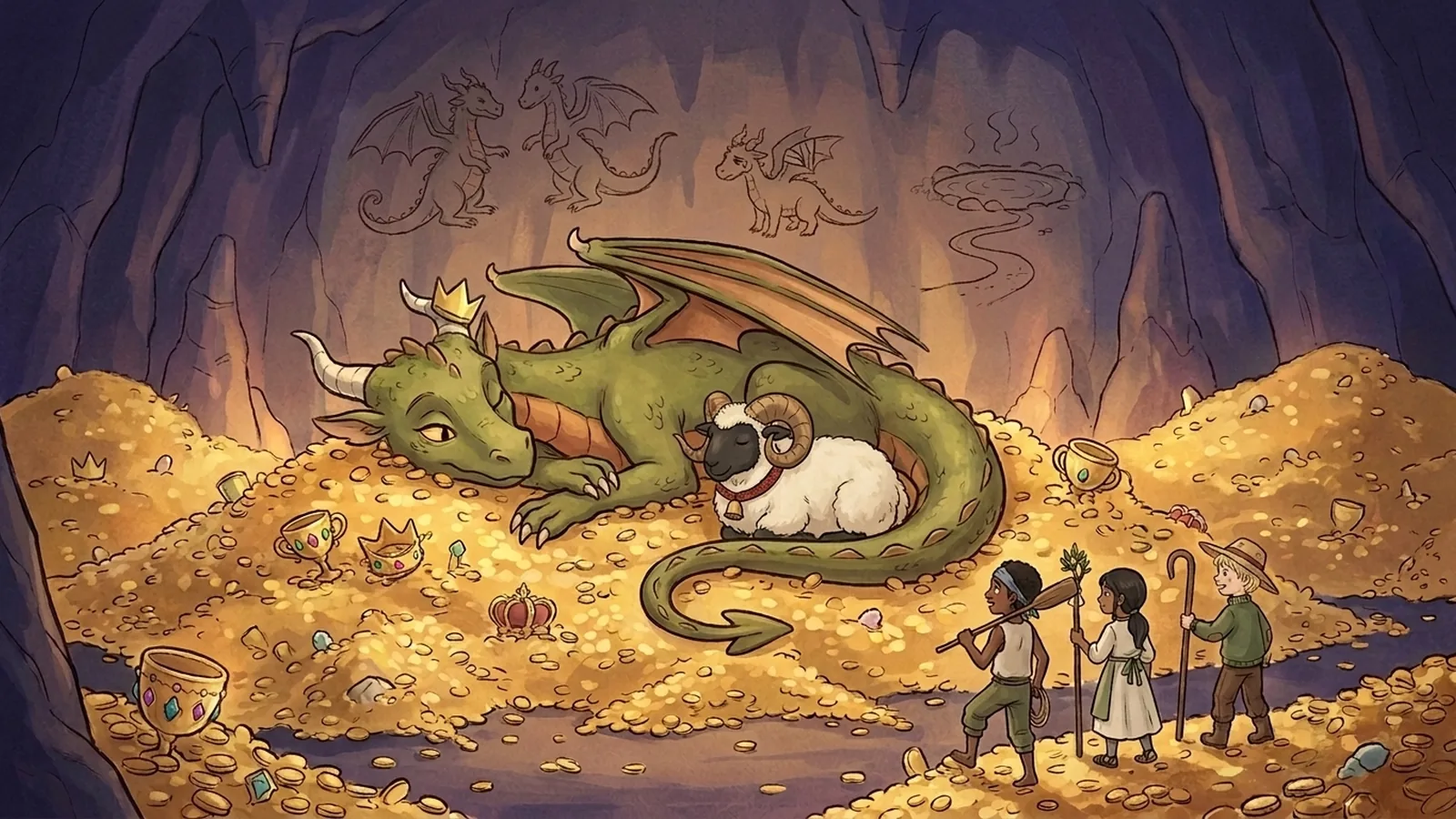 The hoard's guardian opens one amber eye