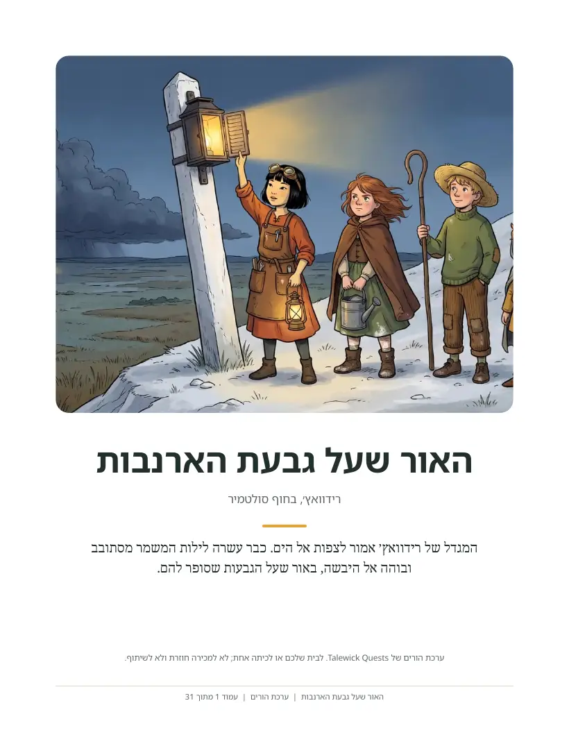 האור שעל גבעת הארנבות: ערכת ההורים המודפסת